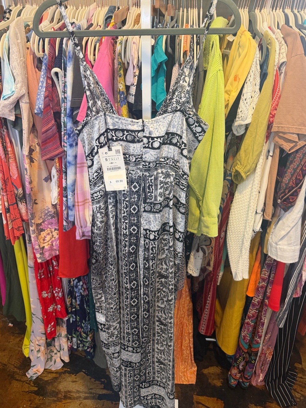 NWT Zara Patterned Spaghetti-Strap Midi Dress - Picture 9 of 9